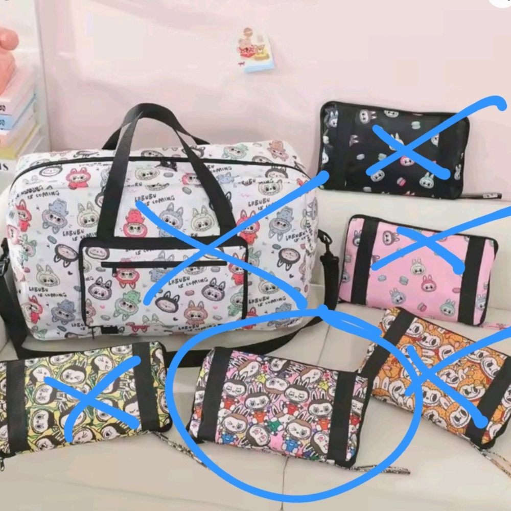 Labubu Kids Travel Bag. Zippered Up On a Travel Pouch. 3 Designs Left